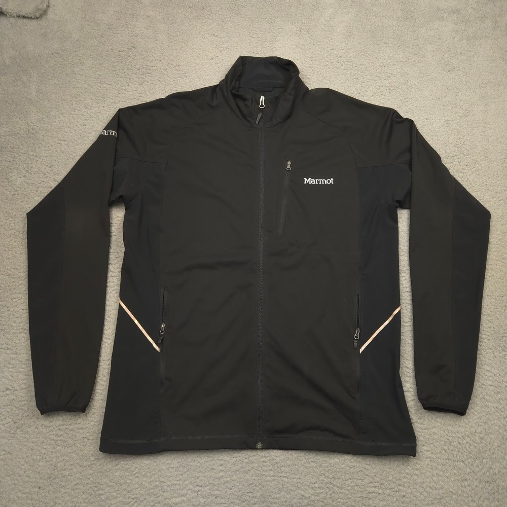 Marmot Fusion Mens XXL Black Softshell Jacket Full Zip Outdoor Hiking